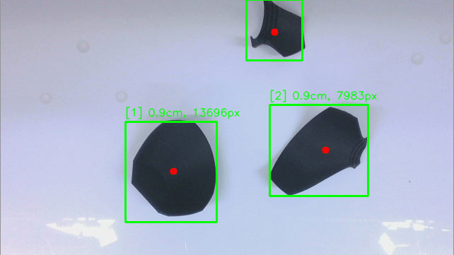 Object detection output for broken glass fragments